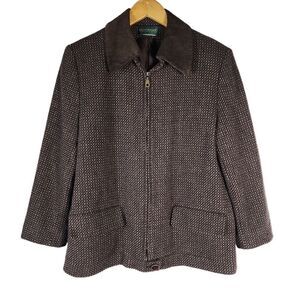 Vintage Bernard Holtzman Brown Houndstooth 100% Wool Jacket